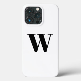 Minimale zwart-wit monogram initiaal iPhone 13 pro hoesje