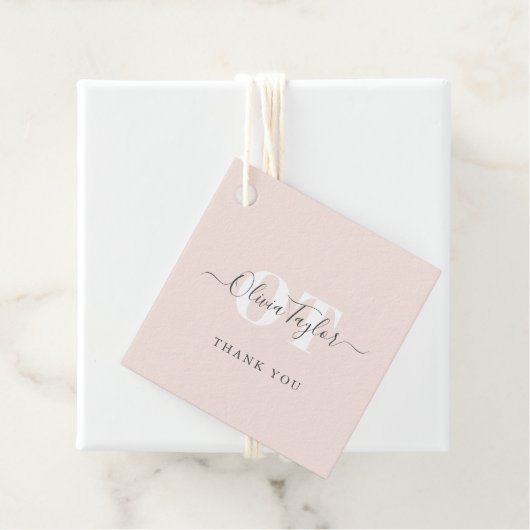 Minimale zwart-wit monogram modern script Dank u Bedankjes Labels (In situ)