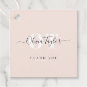 Minimale zwart-wit monogram modern script Dank u Bedankjes Labels (Voorkant)