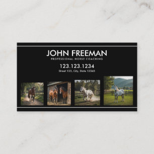 Minimale zwart-wit paardenfoto paardensport visitekaartje