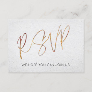 Minimale Zwart & Wit Rose Gold Type Trouwen RSVP Kaart