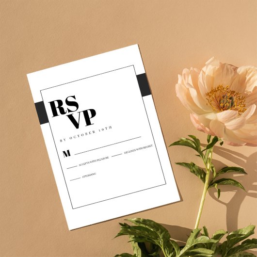 Minimale zwart-wit RSVP Kaartje