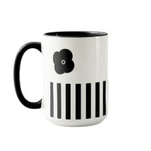 Minimale zwart-wit Stripe Foral Mok