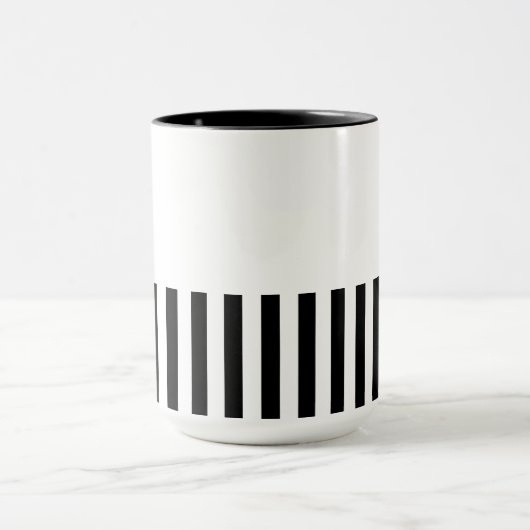 Minimale zwart-wit Stripe Foral Mok (Midden)