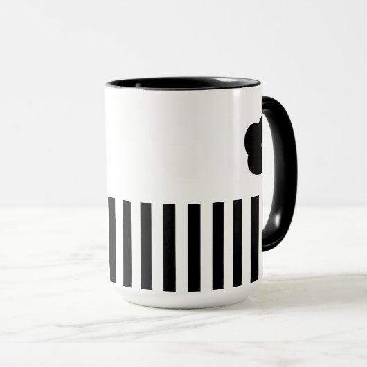 Minimale zwart-wit Stripe Foral Mok (Voorkant rechts)