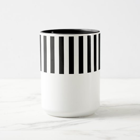 Minimale zwart-wit Stripe Foral Mok (Midden)