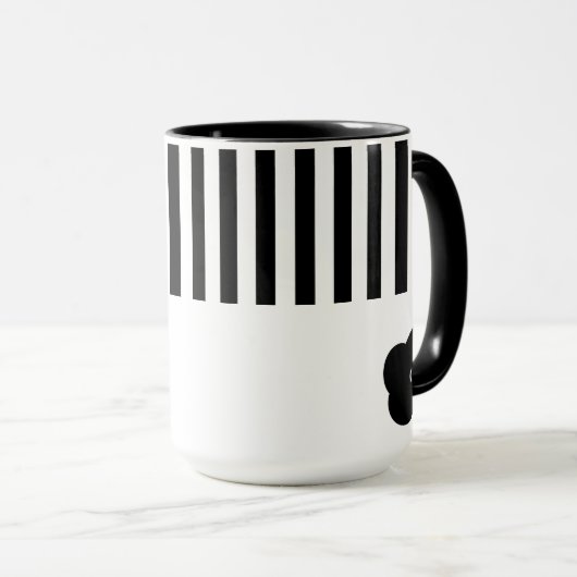 Minimale zwart-wit Stripe Foral Mok (Voorkant rechts)
