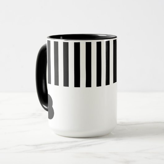 Minimale zwart-wit Stripe Foral Mok (Voorkant links)