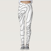 Minimale zwart-witlijnkunst Modern design Leggings (Voorkant)