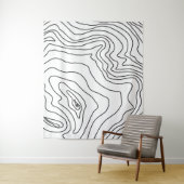 Minimale zwart-witlijnkunst Modern design Wandkleed (In situ)