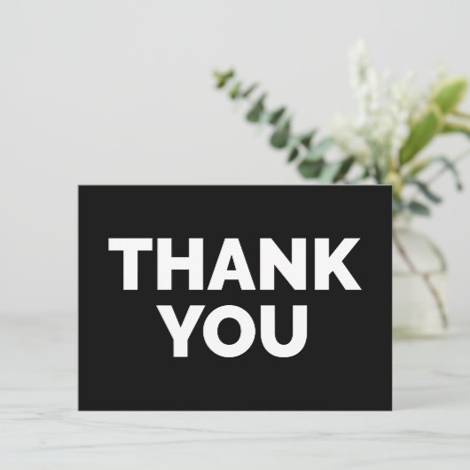 Minimale zwart-wittekst bedankkaart (Staand voorkant)