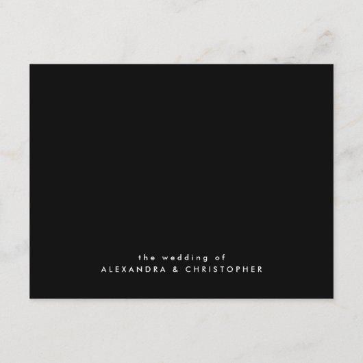 Minimale zwarte aangepaste kalligrafie-weddenschap informatiekaartje (Achterkant)