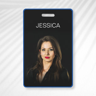 Minimale zwarte blauwe bedrijfspasfoto badge