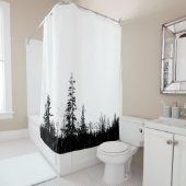 Minimale zwarte bosbomen douchegordijn (In situ)
