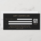 Minimale zwarte botanische QR-code cadeaubonnen (Achterkant)