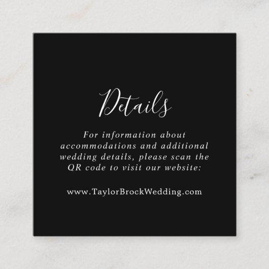 Minimale zwarte coördinaat QR-code details Informatiekaartje (Voorkant)