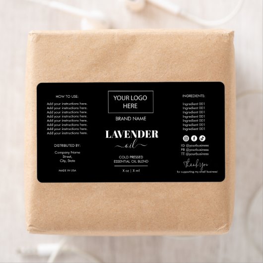 Minimale zwarte Dropper Fles Etiket Logo (Insitu)