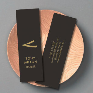 Minimale zwarte Elegant Gold Barber Mini Visitekaartje