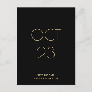 Minimale zwarte en gouden moderne Save the Date Aankondigingskaart