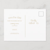 Minimale zwarte en gouden moderne Save the Date Aankondigingskaart (Achterkant)