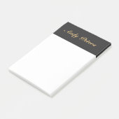 Minimale zwarte en goudkalligrafie post-it® notes (Schuin)