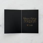 Minimale zwarte en goudkleurige kerstkaart bedankkaart (Binnen)