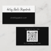 Minimale zwarte en witte aangepaste QR-code MV Visitekaartje (Voorkant / Achterkant)