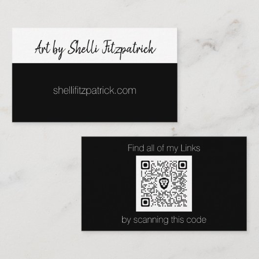 Minimale zwarte en witte aangepaste QR-code MV Visitekaartje (Voorkant / Achterkant)