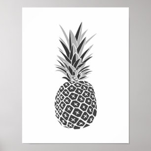 Minimale zwarte en witte anananas poster
