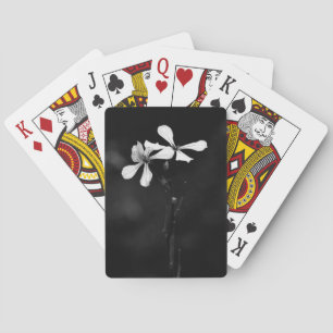 minimale zwarte en witte bloemen pokerkaarten