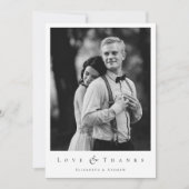 Minimale zwarte en witte botanische bruiloft bedankkaart (Voorkant)