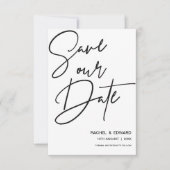 Minimale zwarte en witte bruiloft sparen de Datum RSVP Kaartje (Voorkant)