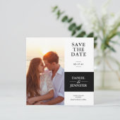 Minimale zwarte en witte foto opslaan Datum Save The Date (Staand voorkant)