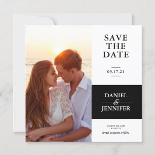 Minimale zwarte en witte foto opslaan Datum Save The Date