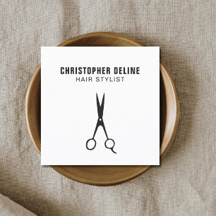 Minimale zwarte en witte haarschok vierkante visitekaartje