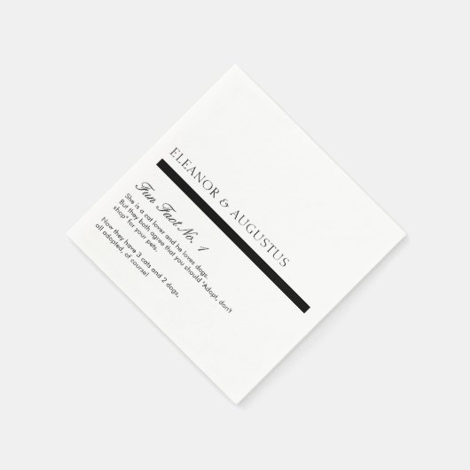 Minimale zwarte en witte moderne feesten bruiloft servet (Hoek)