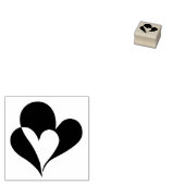 Minimale zwarte en witte negatieve ruimteharten rubberstempel (Gestempeld)