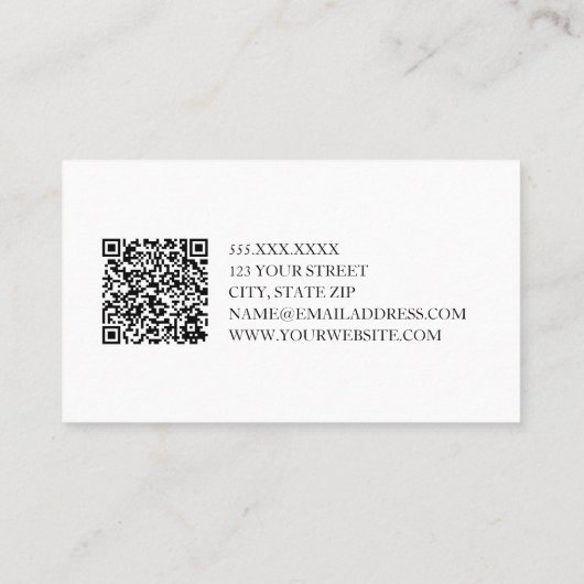 Minimale zwarte en witte QR-code op achterzijde Visitekaartje (Achterkant)
