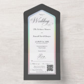 Minimale zwarte en witte regenboog Moderne QR-code All In One Uitnodiging (Binnen)