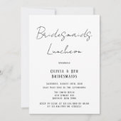 Minimale zwarte en witte Stropdas Bridesmaids Lunc Kaart (Voorkant)