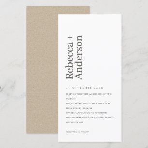 MINIMALE ZWARTE EN WITTE TYPOGRAFIE TROUWKAART BEDANKKAART
