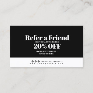 Minimale zwarte en witte verwijzingskaart aanbevelingskaartje