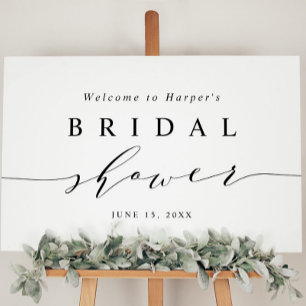 Minimale zwarte en witte welkomstkaart voor bruids poster