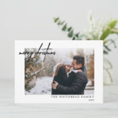 Minimale zwarte foto-kerstwit feestdagenkaart (Staand voorkant)