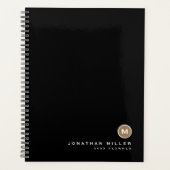 Minimale zwarte goudmonogram planner (Voorkant)