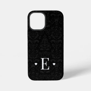 Minimale zwarte hartafhankelijke Initiaal Monogram iPhone 12 Mini Hoesje
