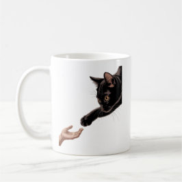 Minimale Zwarte Kat & Menselijke Verbinding Koffie Koffiemok