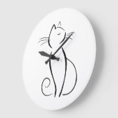 Minimale zwarte kat op wit grote klok (Hoek)