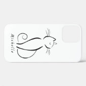 Minimale zwarte kat op wit voeg naam toe Case-Mate iPhone case (Achterkant (horizontaal))