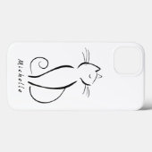 Minimale zwarte kat op wit voeg naam toe Case-Mate iPhone case (Achterkant (horizontaal))
